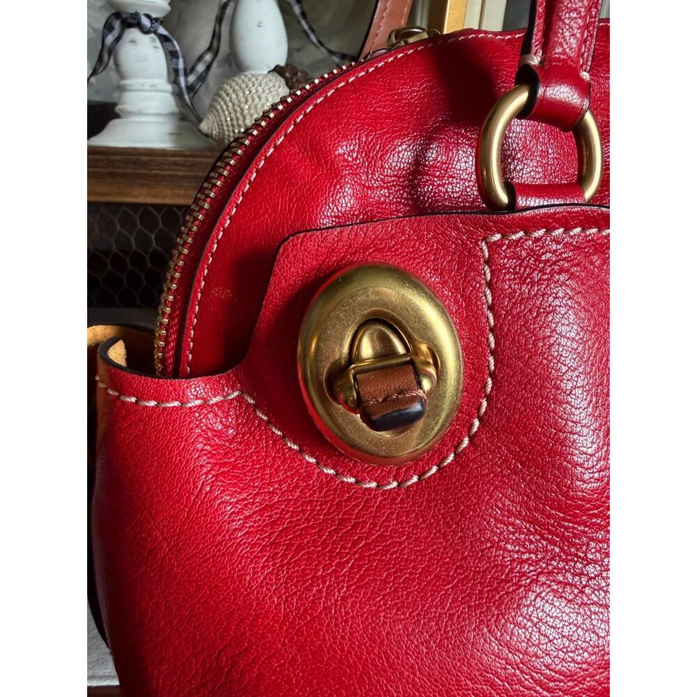 Coach OUTLAW 36 from the 1941 Collection Red Patent Leather Satchel Bag Purse - Picture 5 of 10